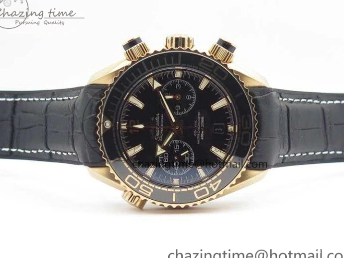 0515 Elegant Seamaster Pro Chrono RG OM Best Edition Black Ceramic Black Dial On Gummy Strap A 8128